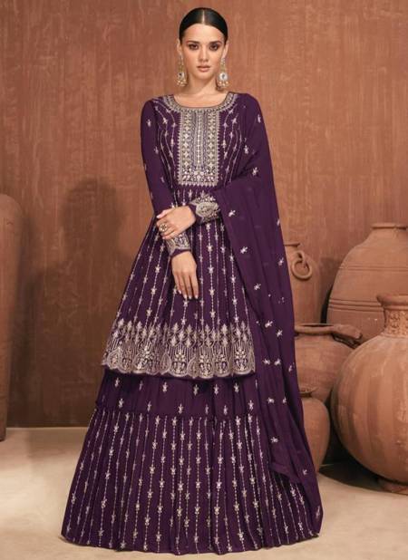 Purple Colour GULKAYRA SAGUN New Heavy Festive Wear Embroidered Salwar Suit Collection 7145-C